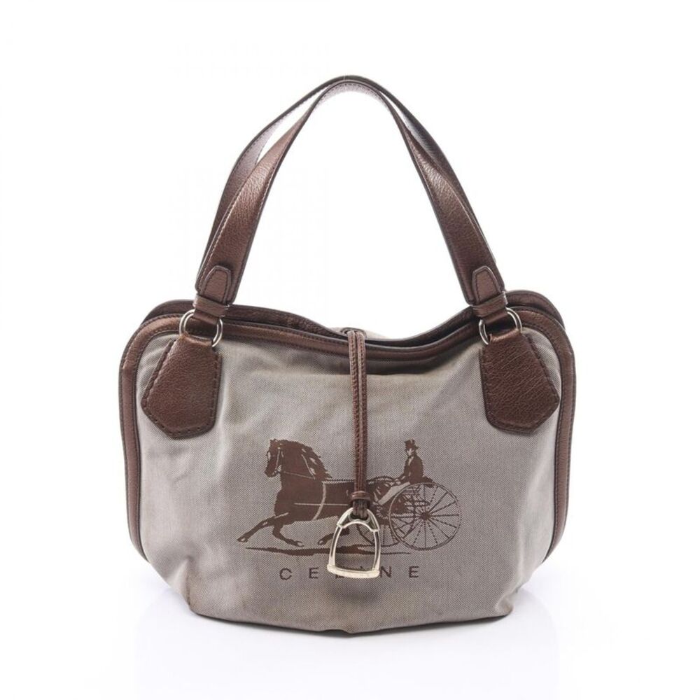 CELINE Carriage Canvas Leather Tote Bag